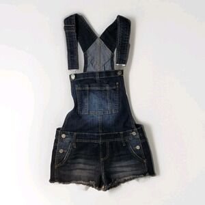 Mudd Junior Womens Overall Shorts Size S Distressed Destroyed Frayed Shortalls